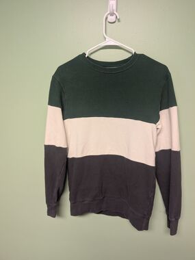 Original Use Men's Colorblock Crewneck in Dark Green, Cream & Charcoal